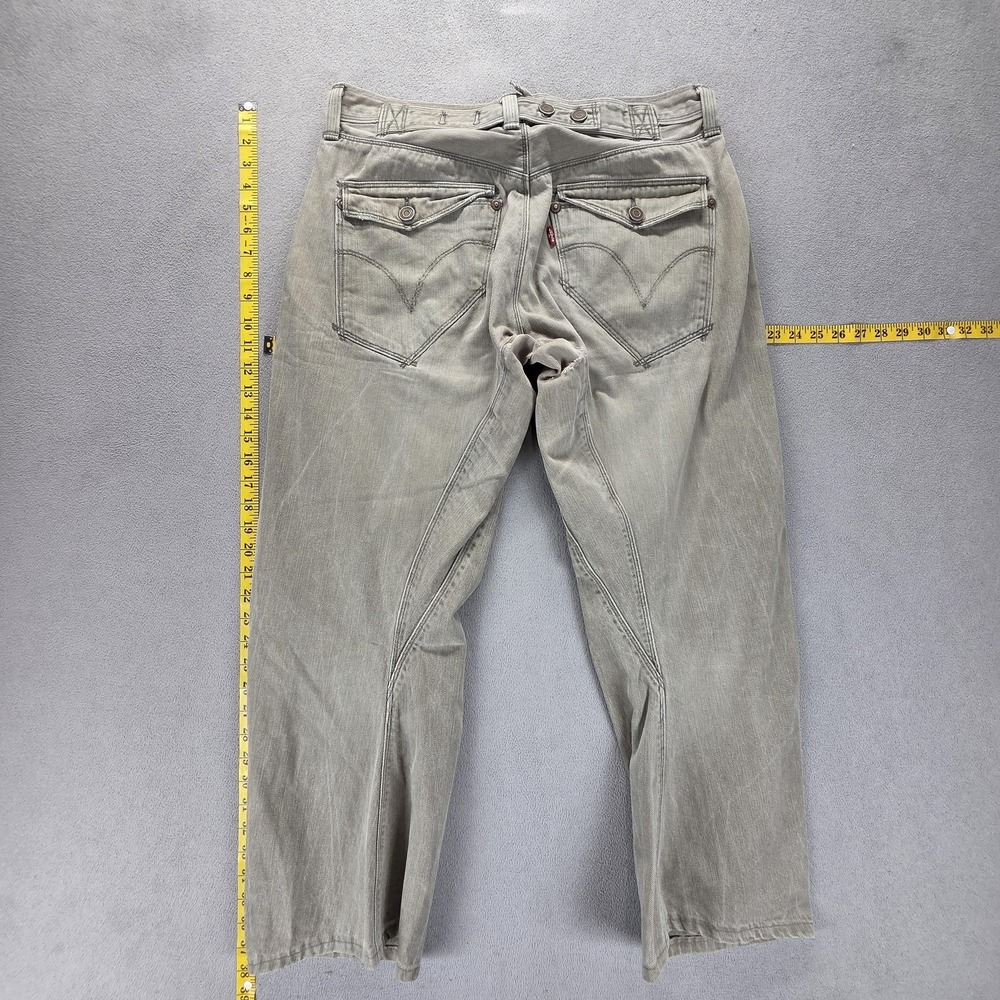 Vintage Levis Engineered Jeans Mens Gray Cinch Back Twisted Flap Fits 33x30